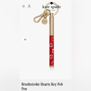 Kate Spade Red and Gold Heart Keychain Pen Fob-Valentine's Day!
